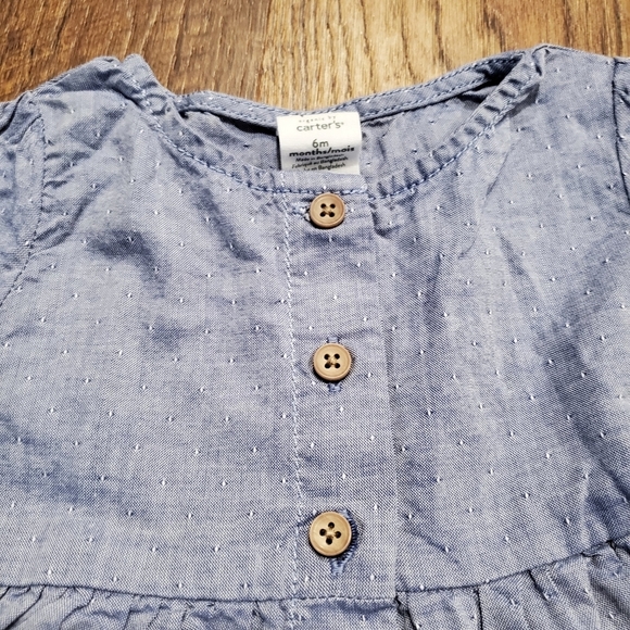 Carters Little Planet Chambray Swiss Dot Dress Bloomers Organic Cotton Casual 6M - Picture 8 of 8